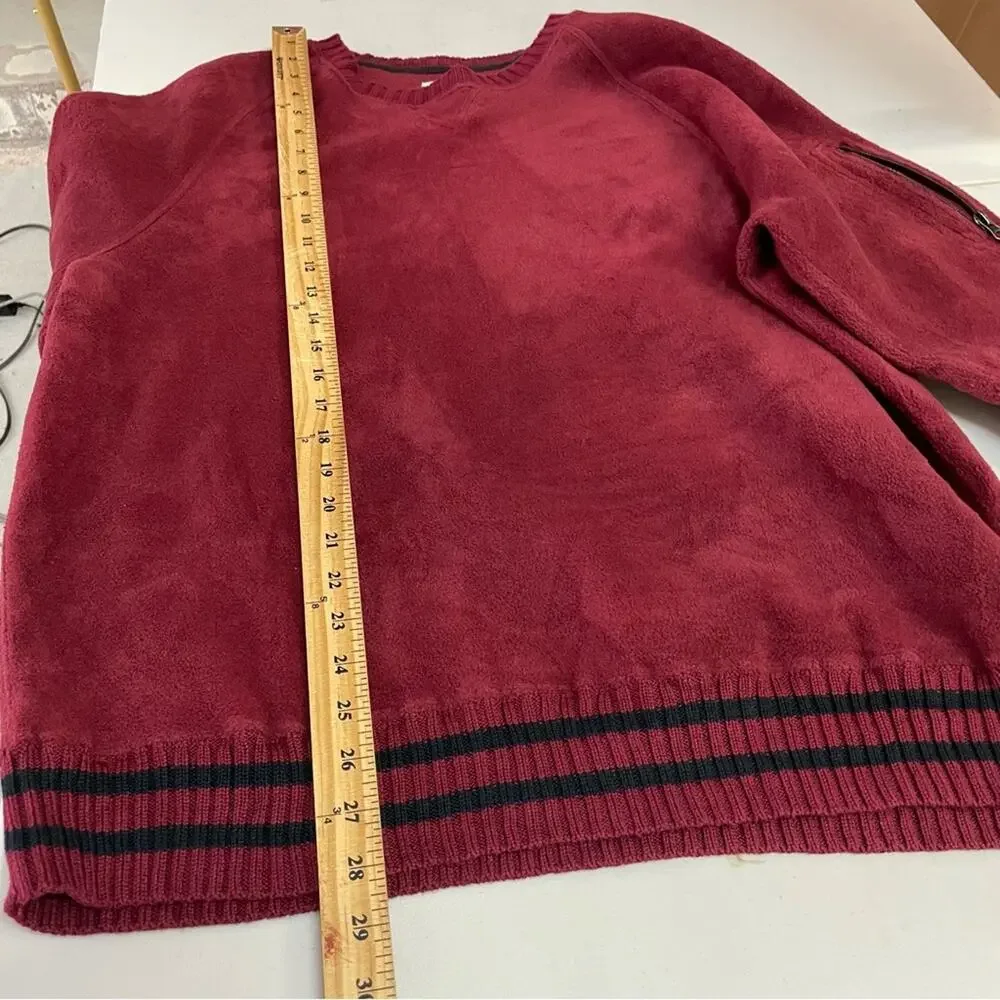 Eddie Bauer Sport Shop fleece pullover sweater crew neck maroon size Large - Picture 10 of 10